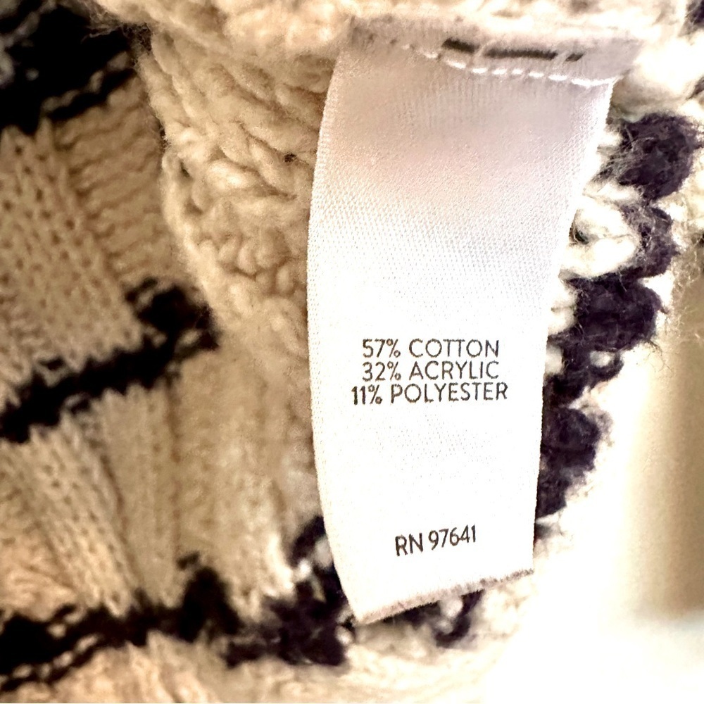 J. Jill Canle Knit Long Sleeve Striped Sweater Navy Cream Size XS - Picture 3 of 7